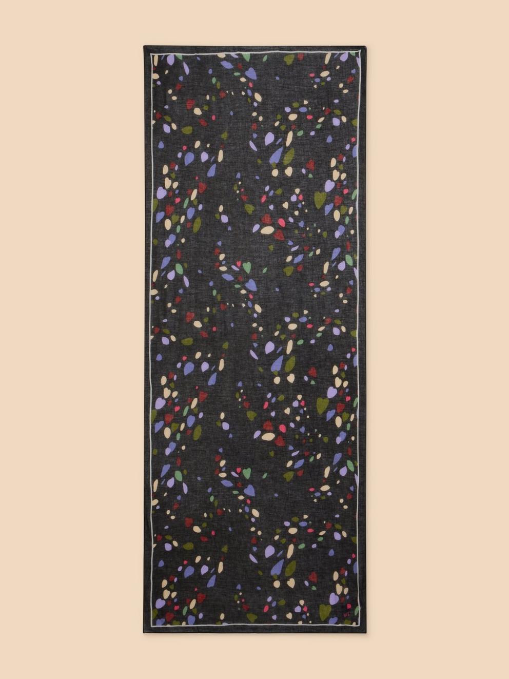 Scattered Heart Scarf in BLK PR - FLAT BACK
