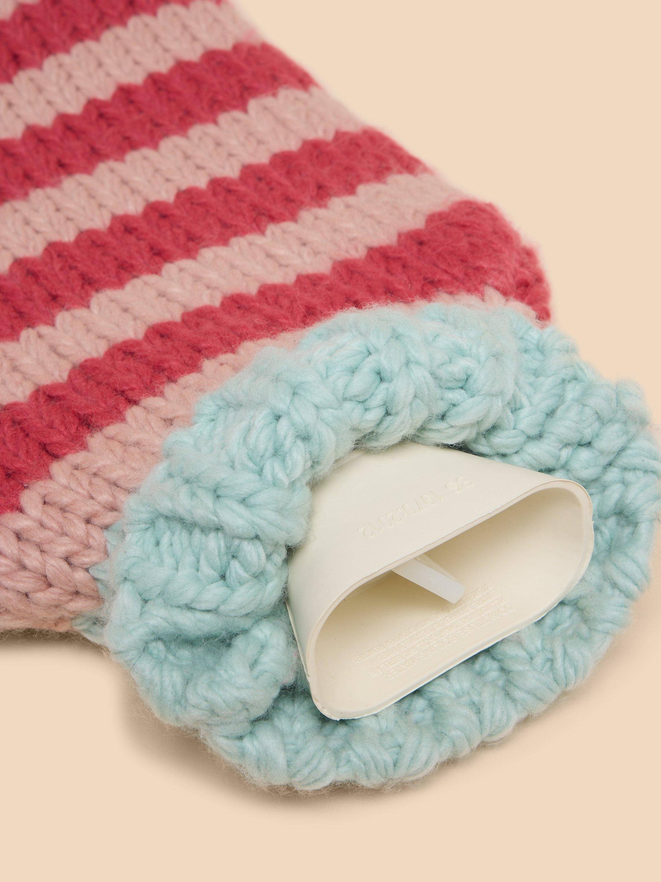 Knitted Hot Water Bottle in PINK MLT - FLAT DETAIL