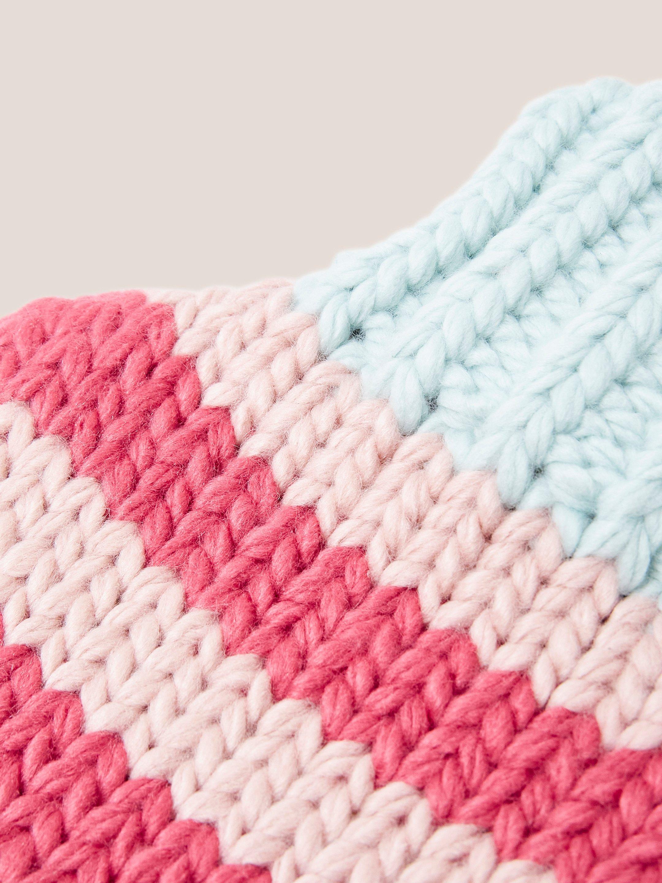 Knitted Hot Water Bottle in PINK MLT - FLAT FRONT
