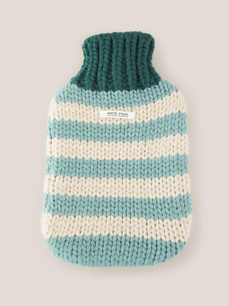Knitted Hot Water Bottle in TEAL MLT - FLAT BACK