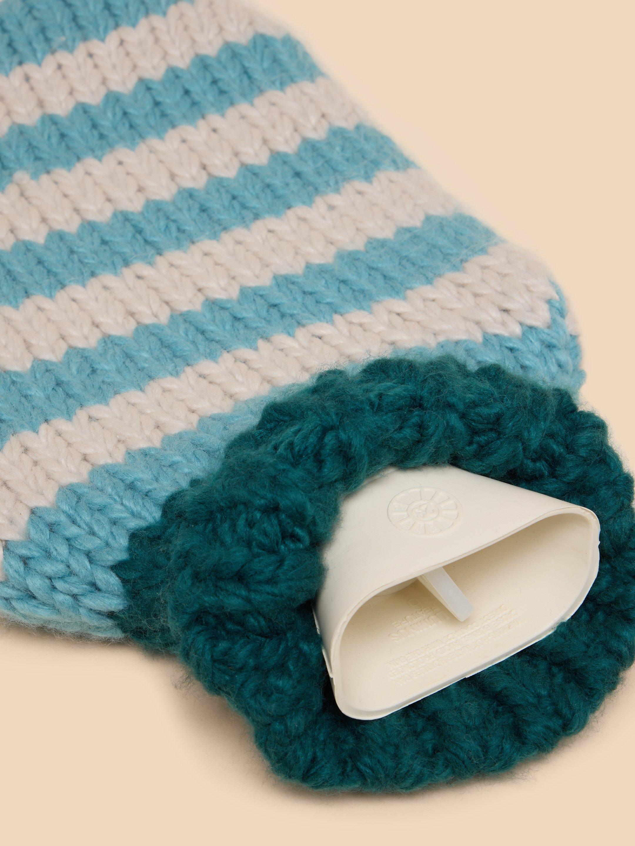 Knitted Hot Water Bottle in TEAL MLT - FLAT DETAIL