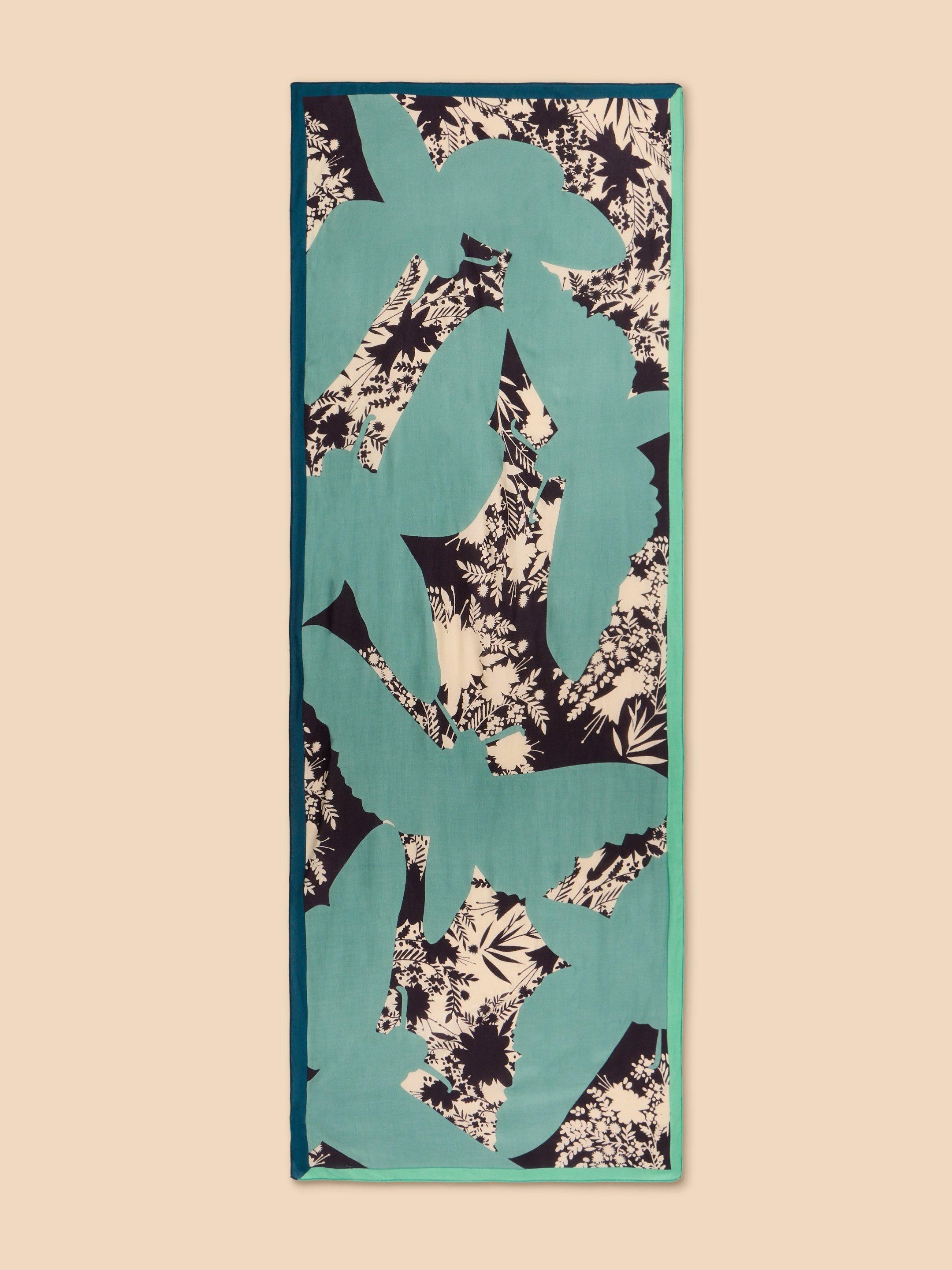 Abstract Print Eco Vero Scarf in TEAL MLT - FLAT BACK