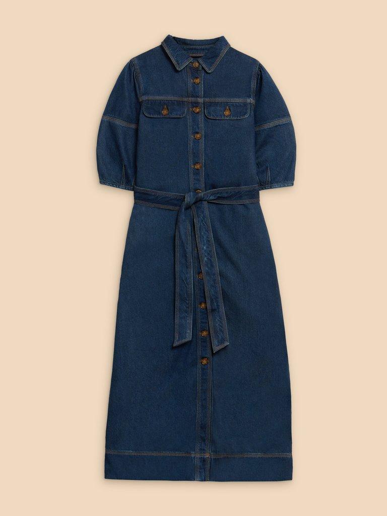 Kerry Denim Midi Dress in DK DENIM - FLAT FRONT