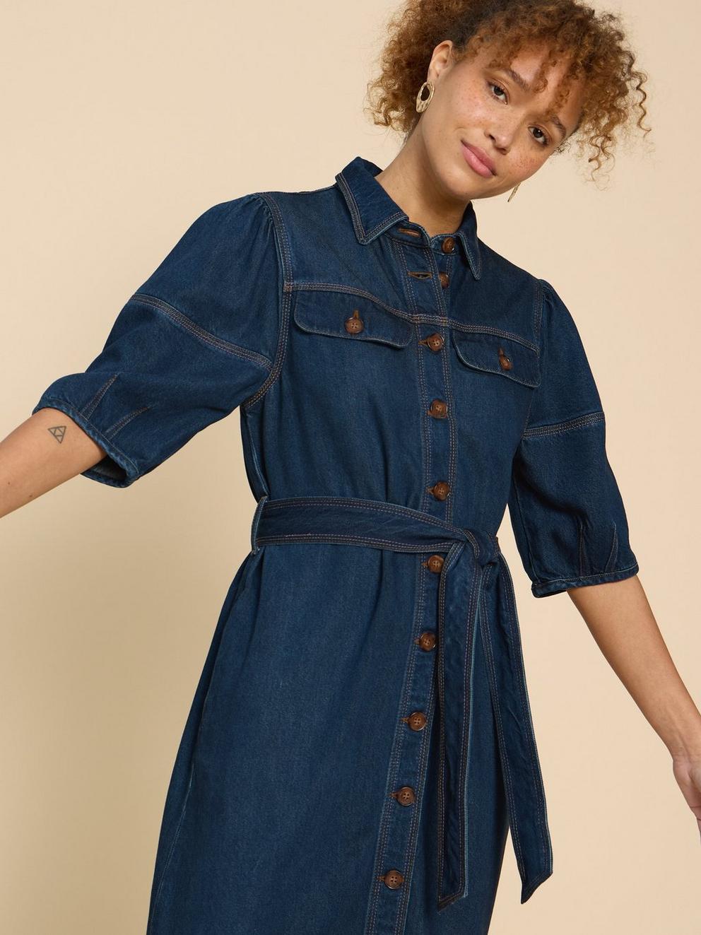 Kerry Denim Midi Dress in DK DENIM - LIFESTYLE