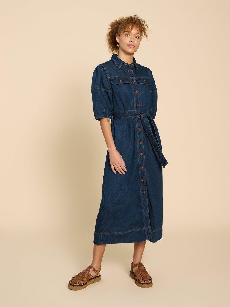 Kerry Denim Midi Dress in DK DENIM | White Stuff