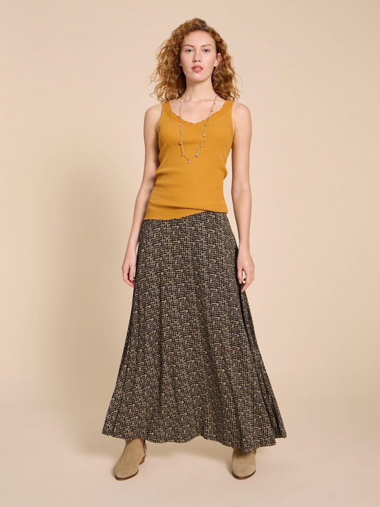 Mustard Maxi Skirt - Tiered Maxi Skirt - Embroidered Skirt - Lulus