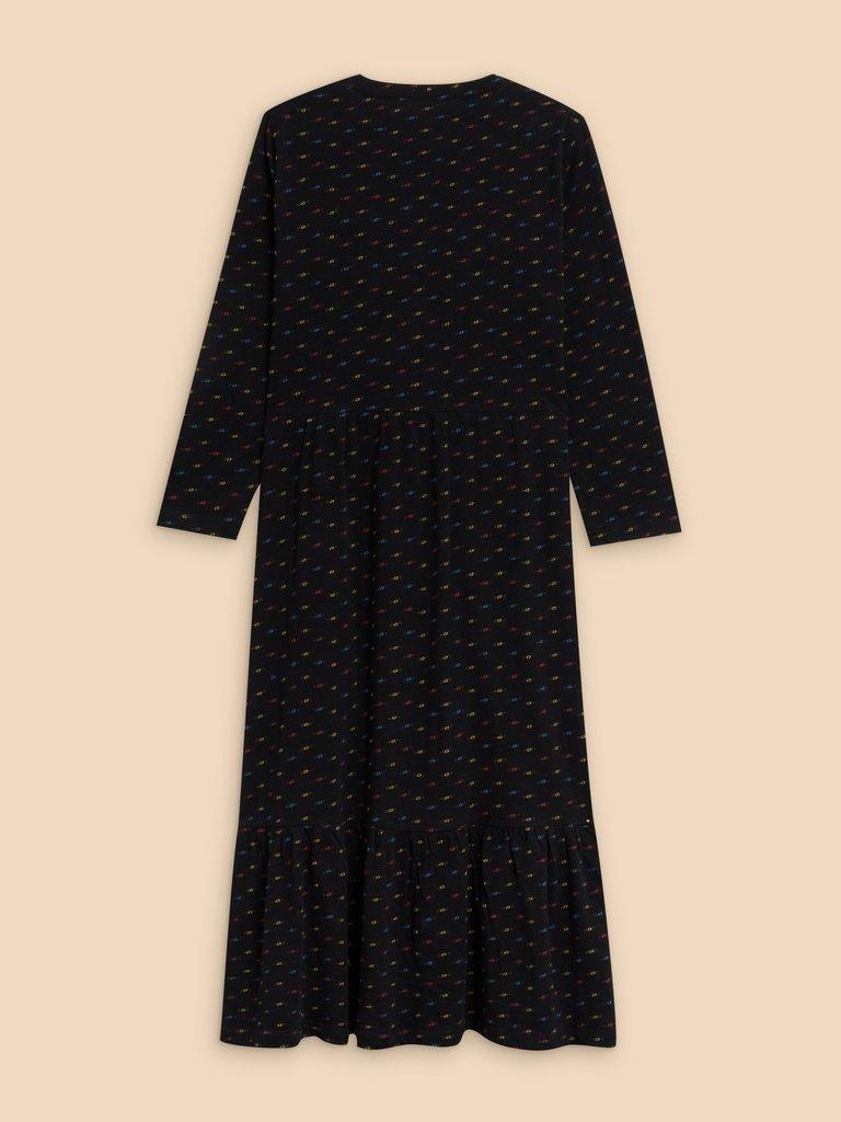 Naya Jersey Cotton Midi Dress in BLK MLT - FLAT BACK