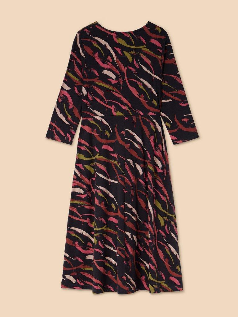 Madeline Jersey Print Dress in BLK PR - FLAT BACK