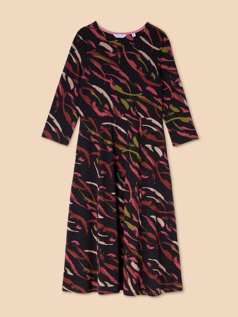 Madeline Jersey Print Dress in BLK PR - FLAT FRONT