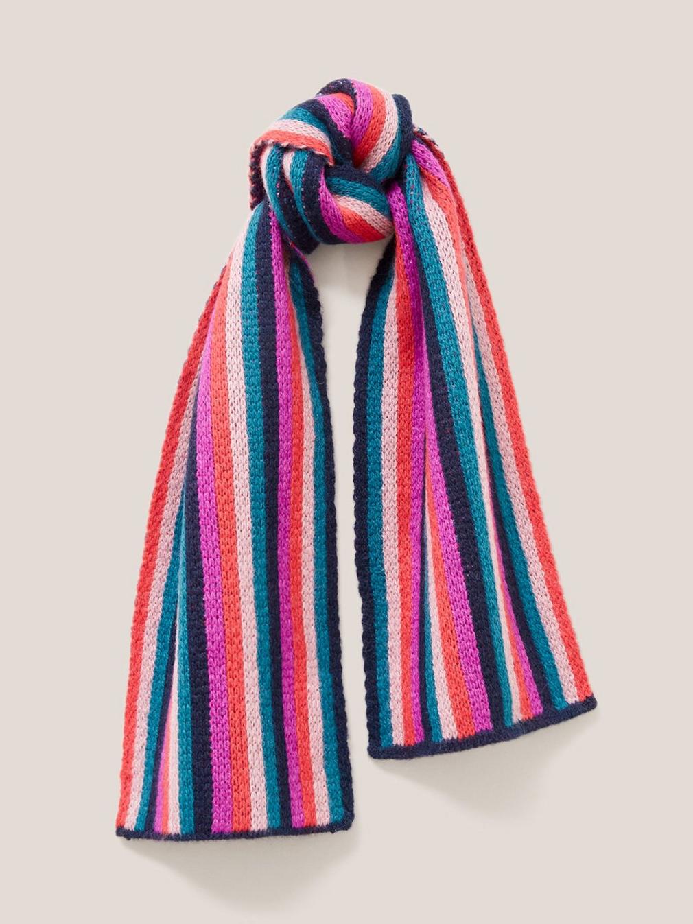 Multi Stripe Scarf in PINK MLT - MODEL FRONT