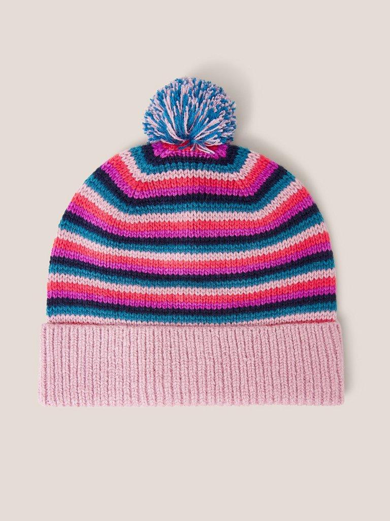 Multi Stripe Hat in PINK MLT - FLAT FRONT