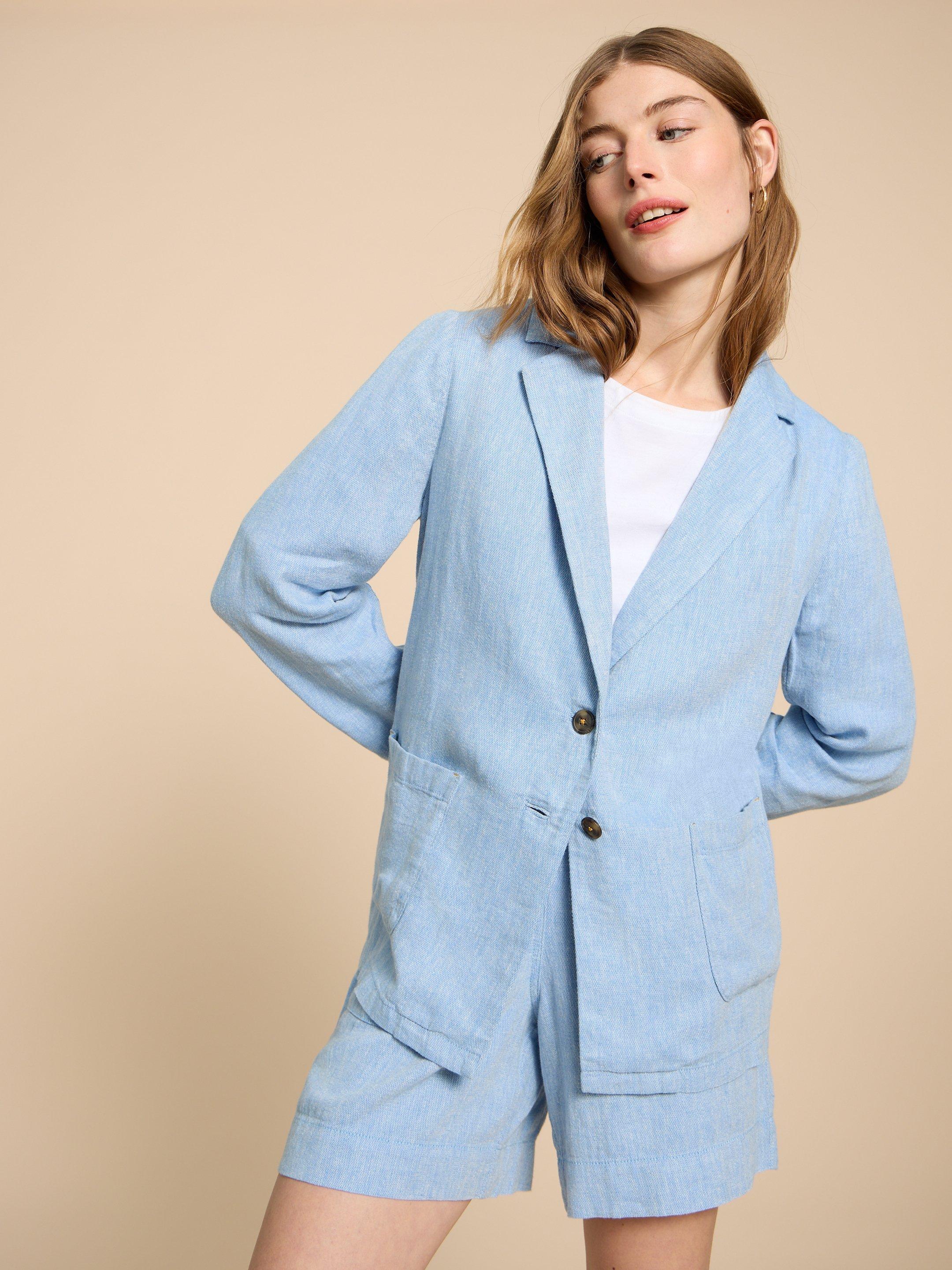 Loren Linen Blend Blazer in CHAMBRAY BLUE White Stuff