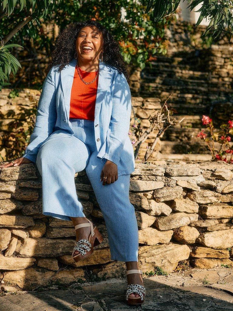 Loren Linen Blend Blazer in CHAMB BLUE - MIXED