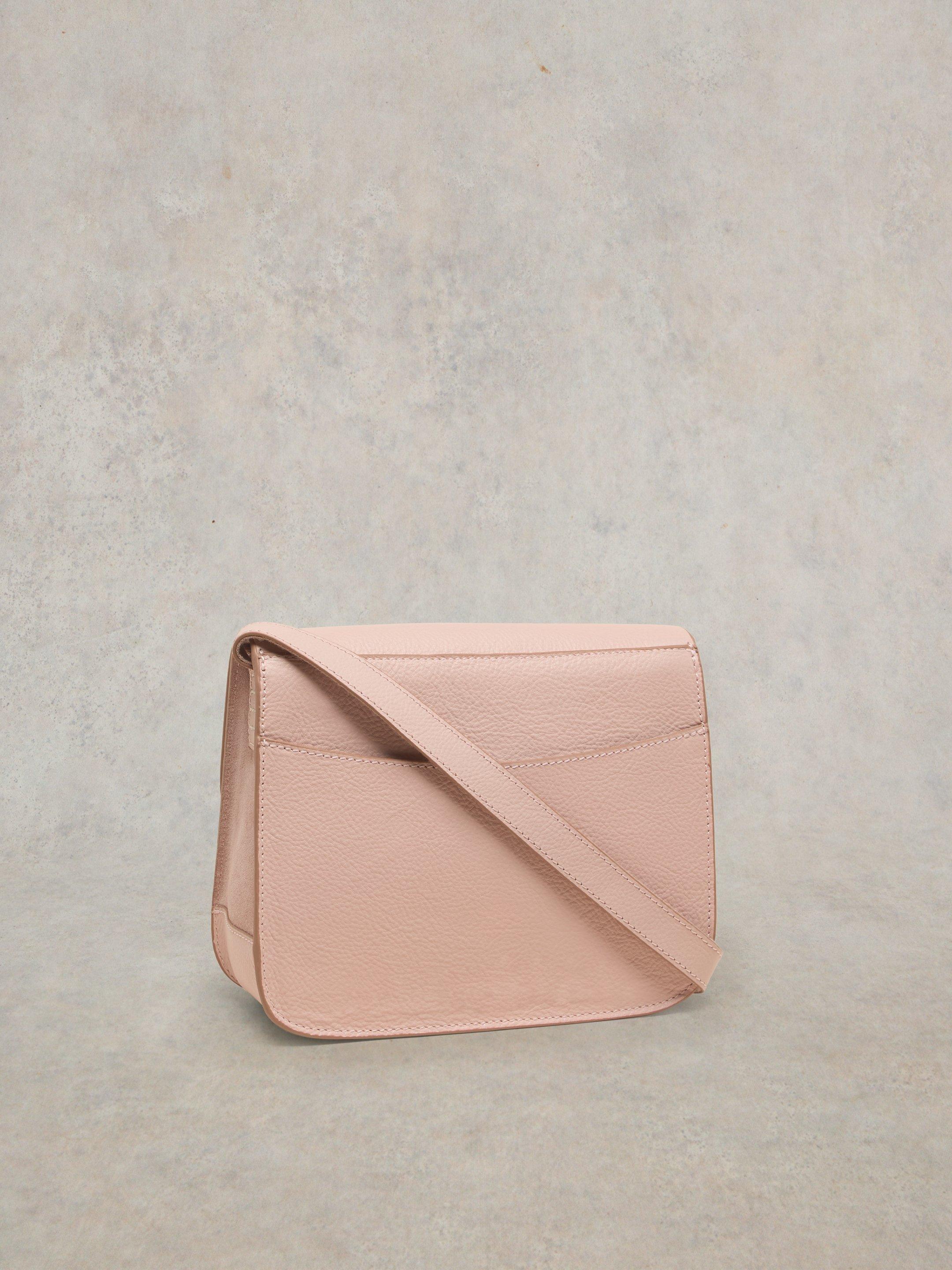 Evie Leather Satchel in LGT PINK - FLAT BACK