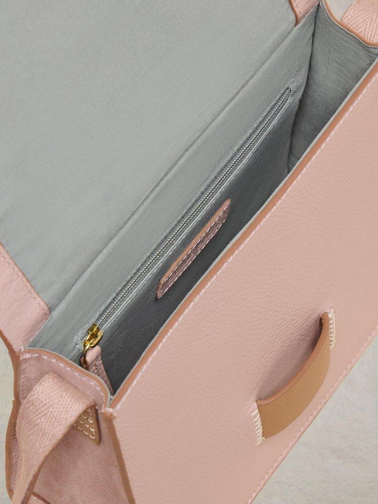 Evie Leather Satchel in LGT PINK - FLAT DETAIL
