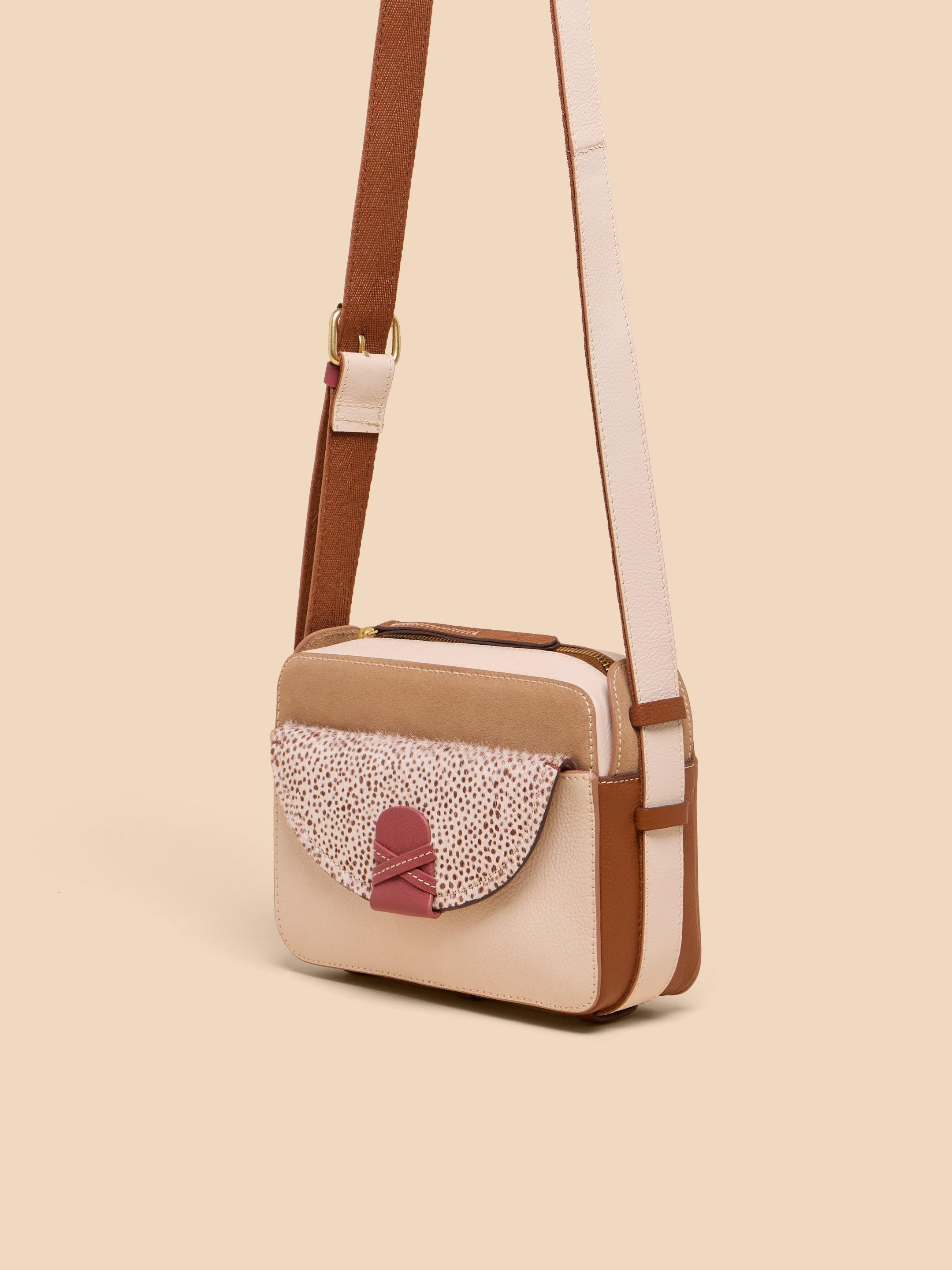 Leather Lola Camera Bag in NAT MLT - FLAT FRONT