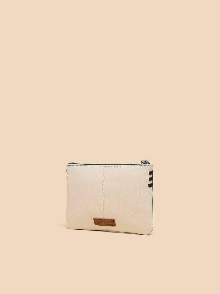 Leather Zip Top Pouch in NAT MLT - FLAT BACK