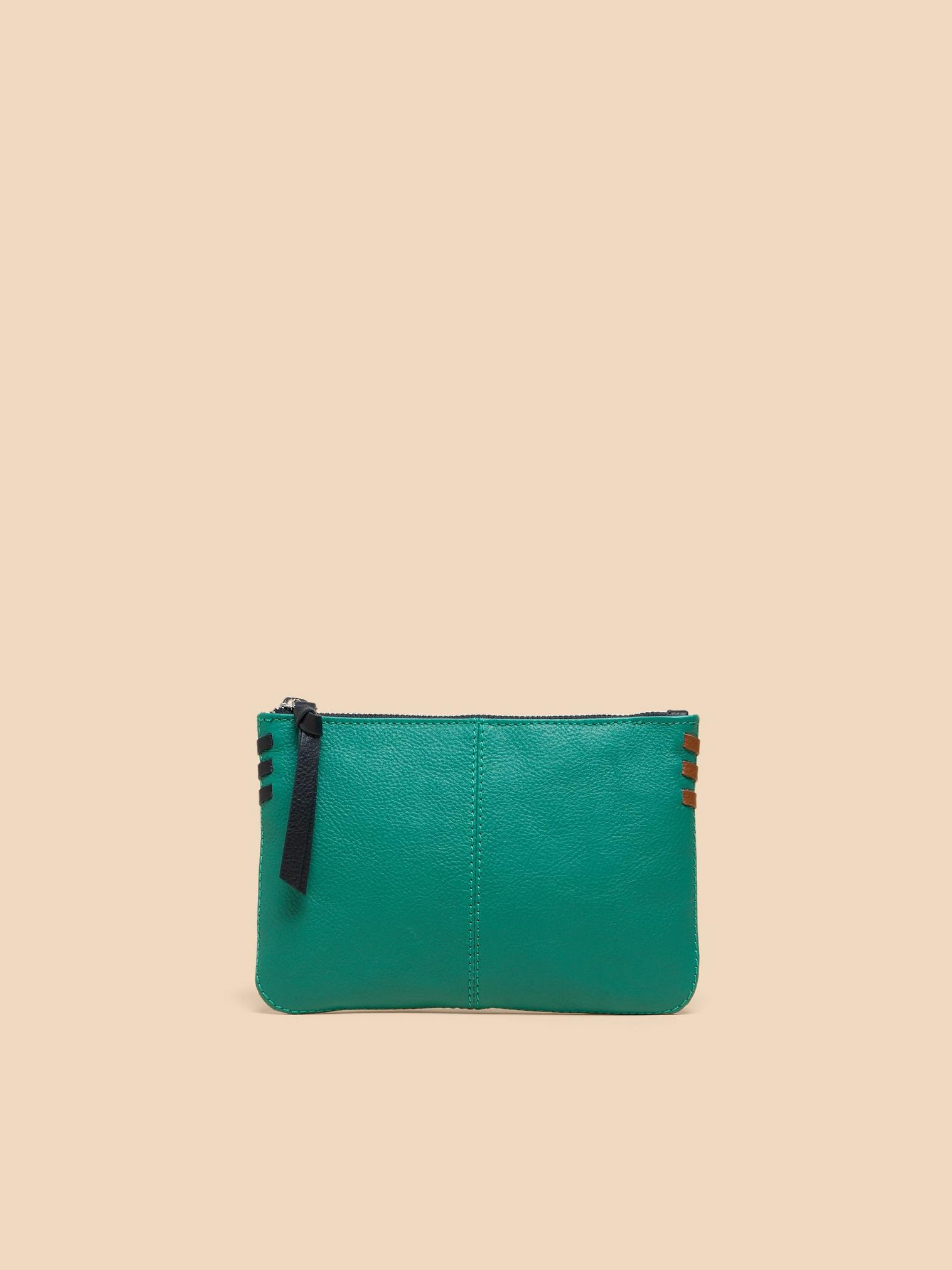Leather Zip Top Pouch in NAT MLT - LIFESTYLE