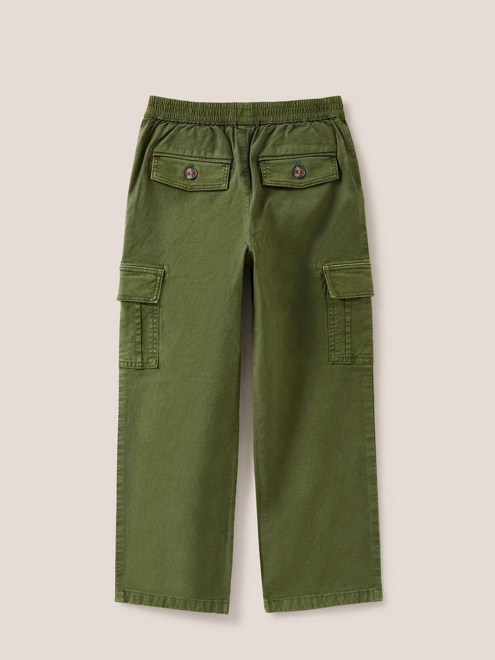 Cargo Trouser in DK GREEN - FLAT BACK