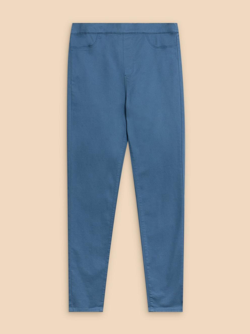 Janey Cotton Jegging in MID BLUE - FLAT FRONT