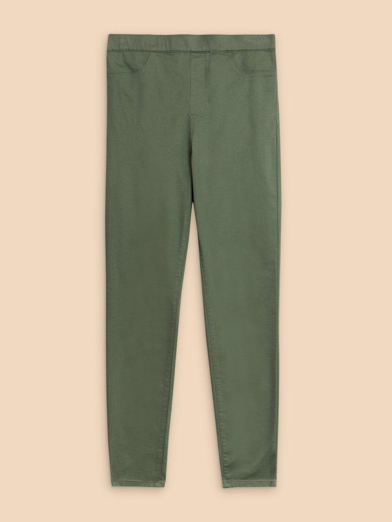 Janey Cotton Jegging in MID GREEN - FLAT FRONT