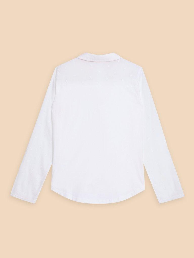 ANNIE MIX JERSEY SHIRT in PALE IVORY - FLAT BACK