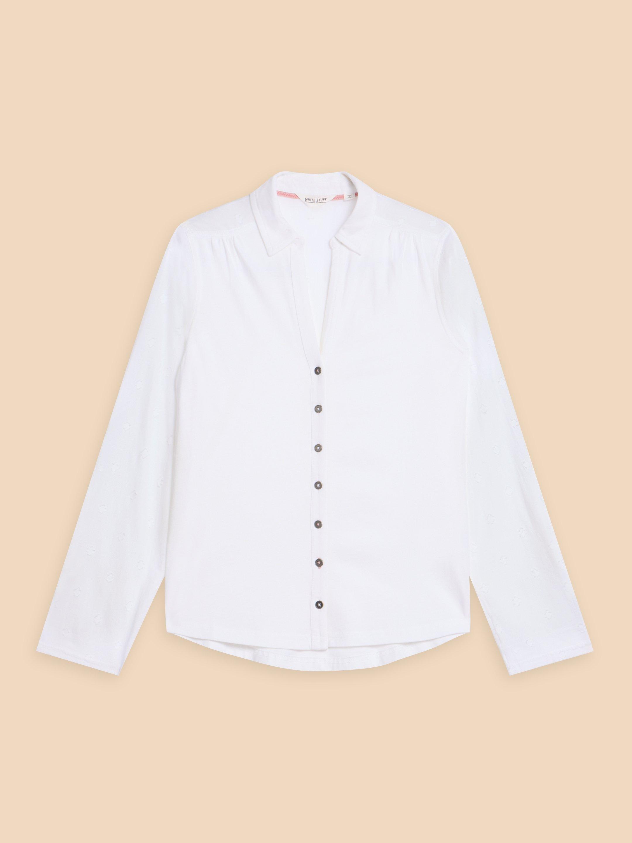 ANNIE MIX JERSEY SHIRT in PALE IVORY - FLAT FRONT