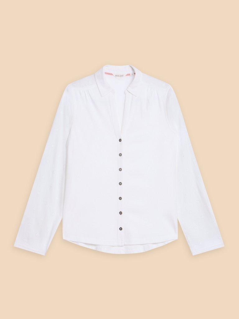ANNIE MIX JERSEY SHIRT in PALE IVORY - FLAT FRONT