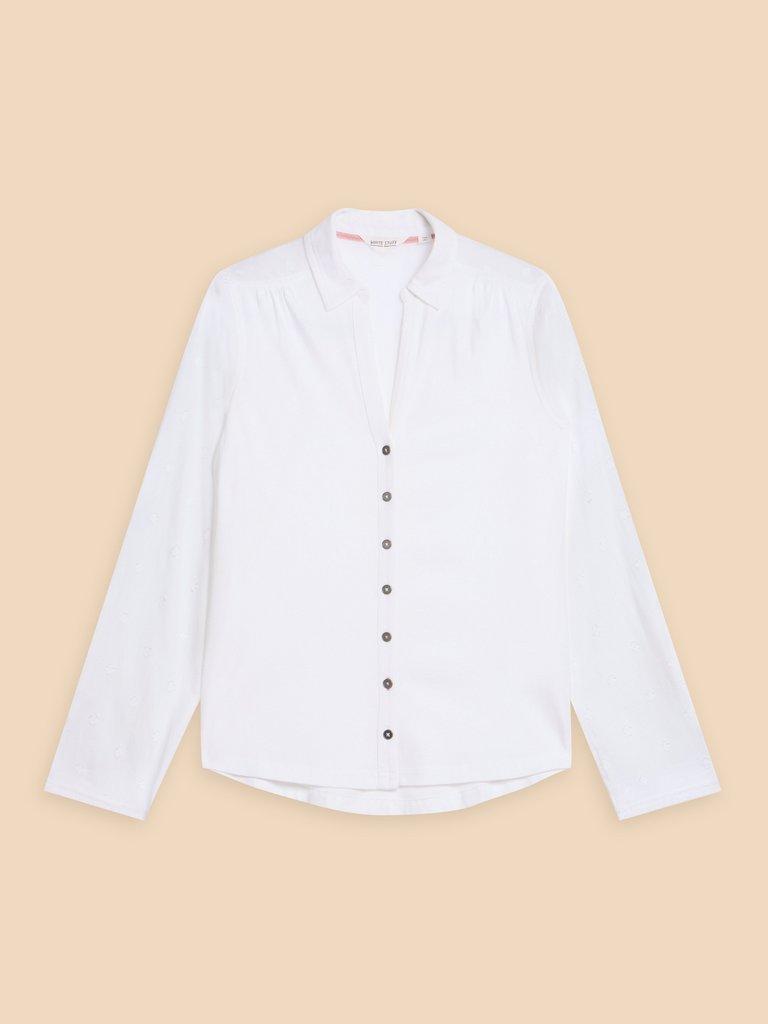 ANNIE JERSEY COTTON SHIRT in PALE IVORY - FLAT FRONT