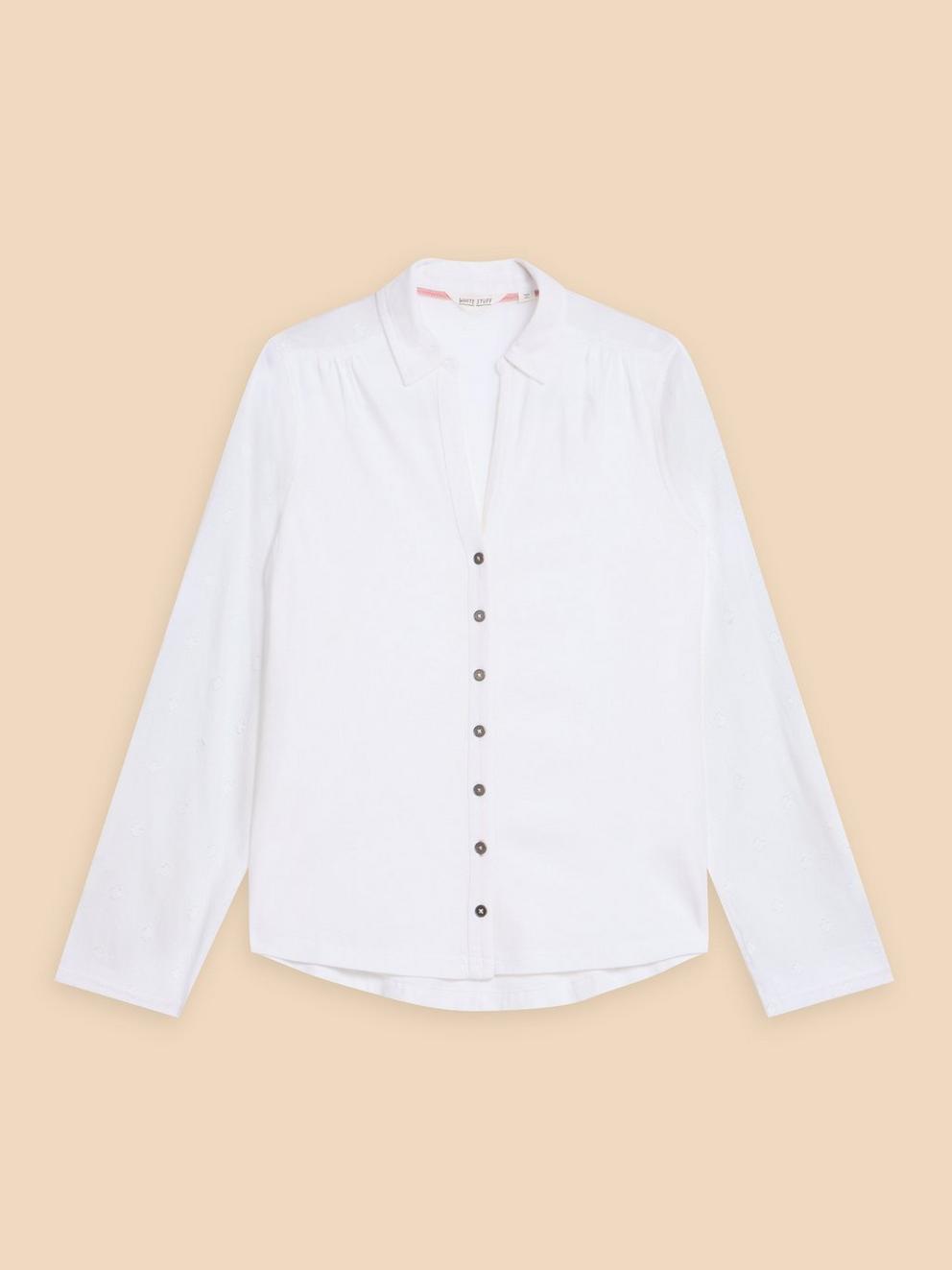 ANNIE MIX JERSEY SHIRT in PALE IVORY - FLAT FRONT