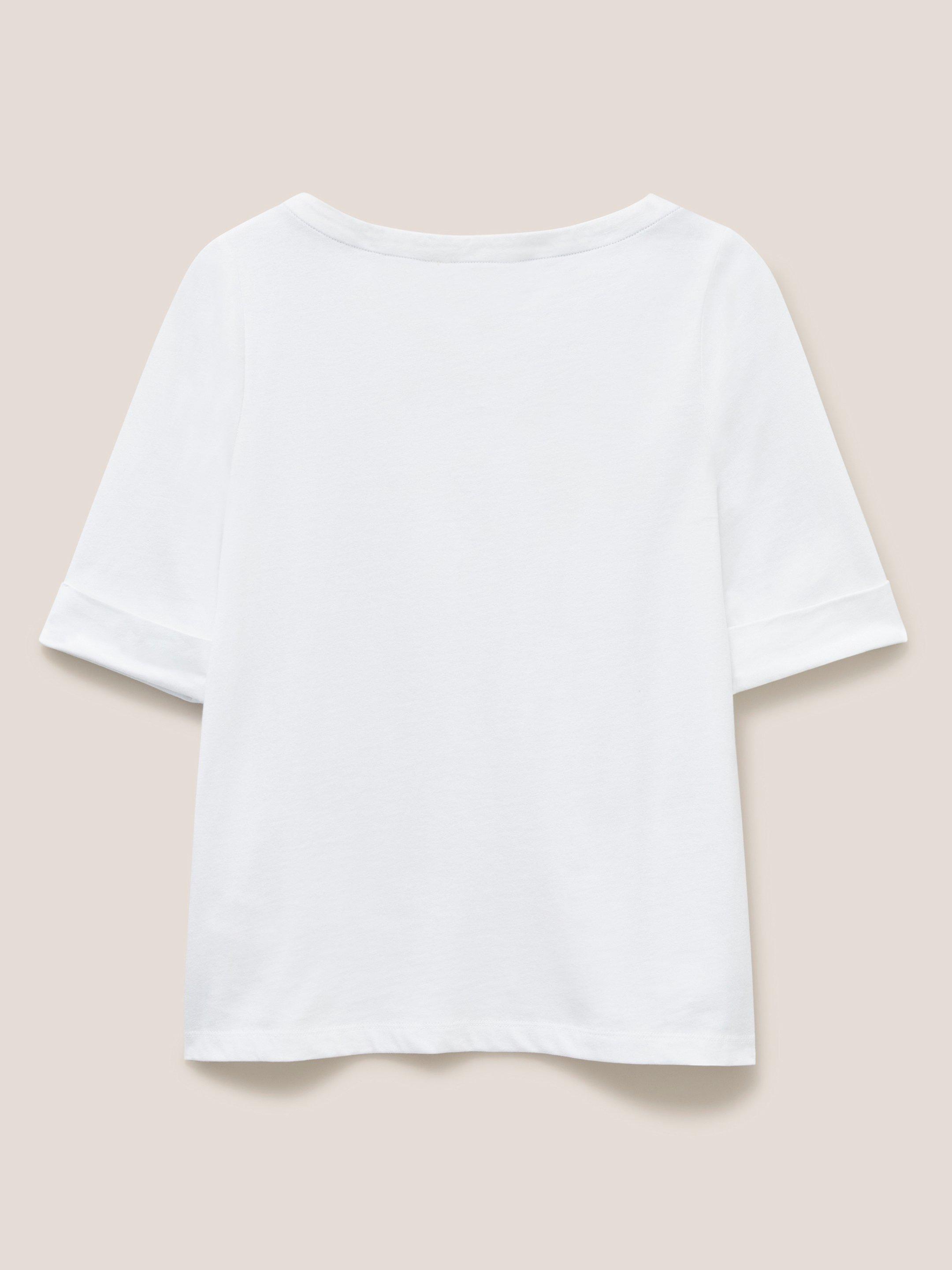 white boat neck tee