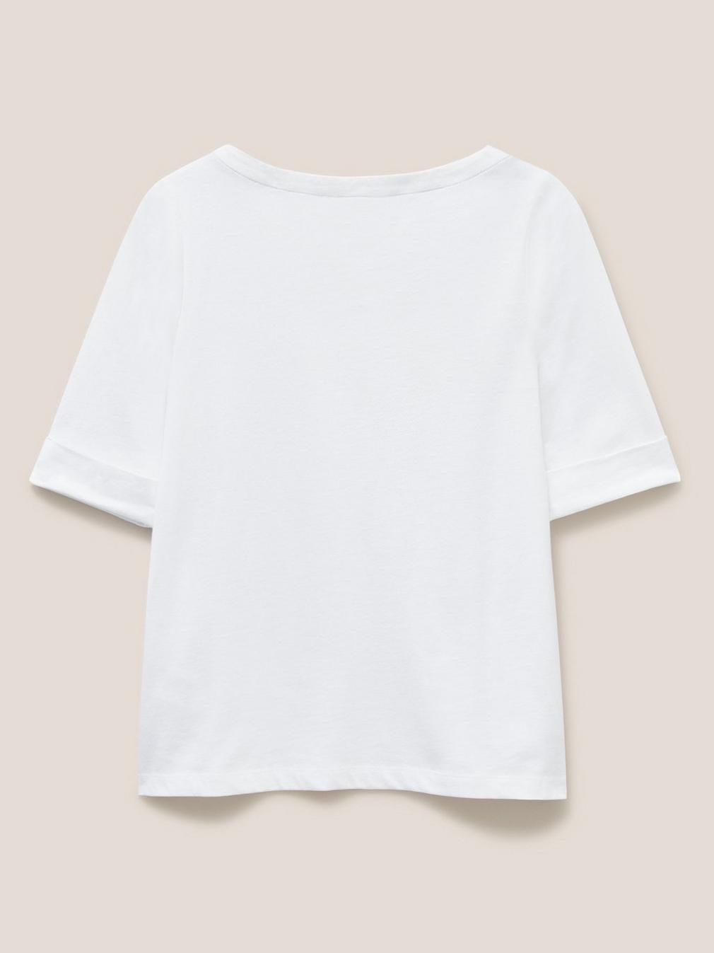 SYDNEY BOAT NECK TOP in BRIL WHITE - FLAT BACK