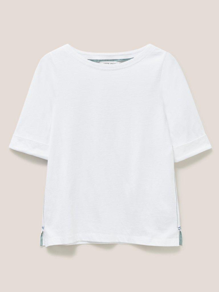 SYDNEY BOAT NECK TOP in BRIL WHITE - FLAT FRONT