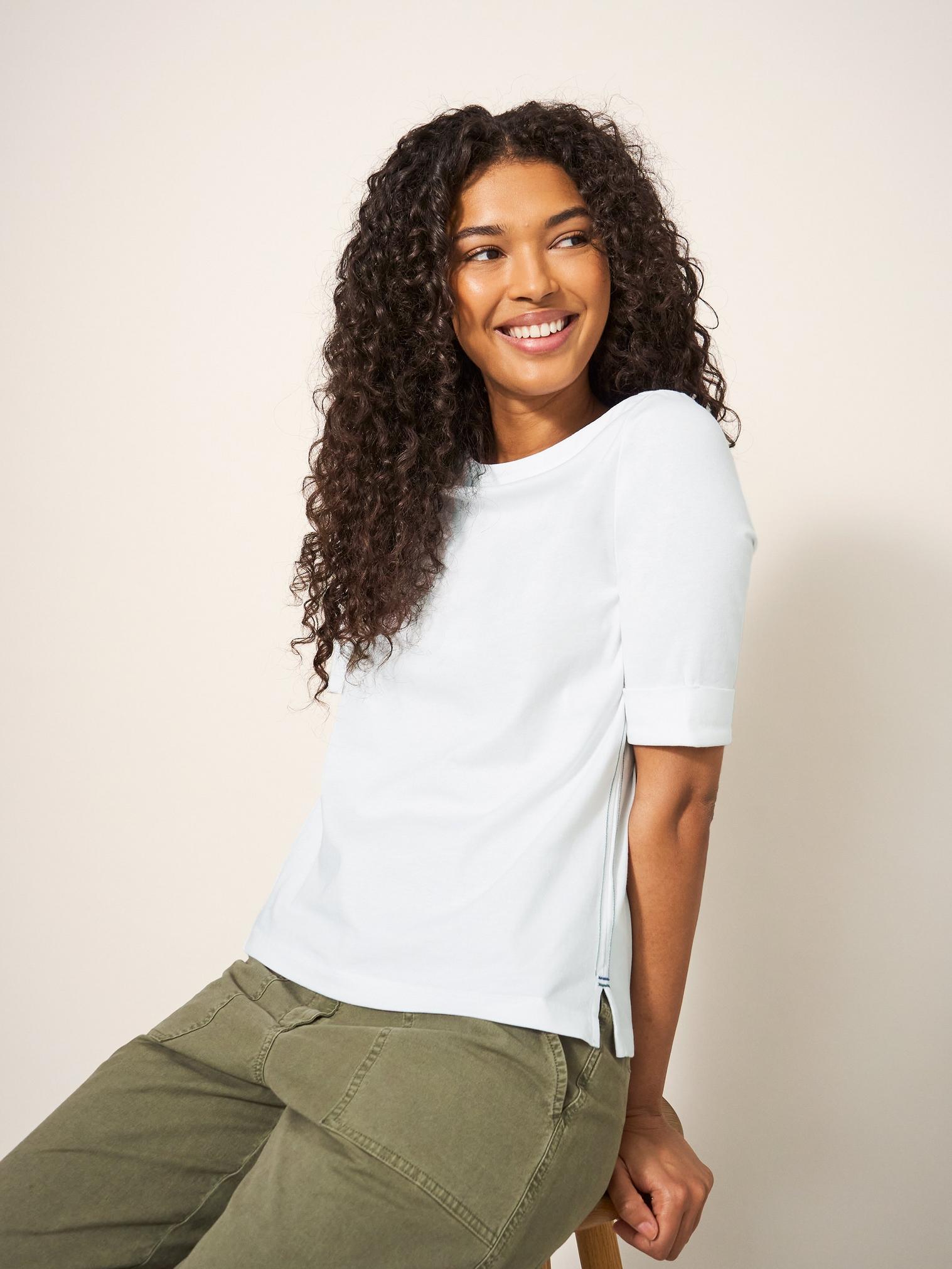 SYDNEY BOAT NECK TOP in BRIL WHITE - LIFESTYLE