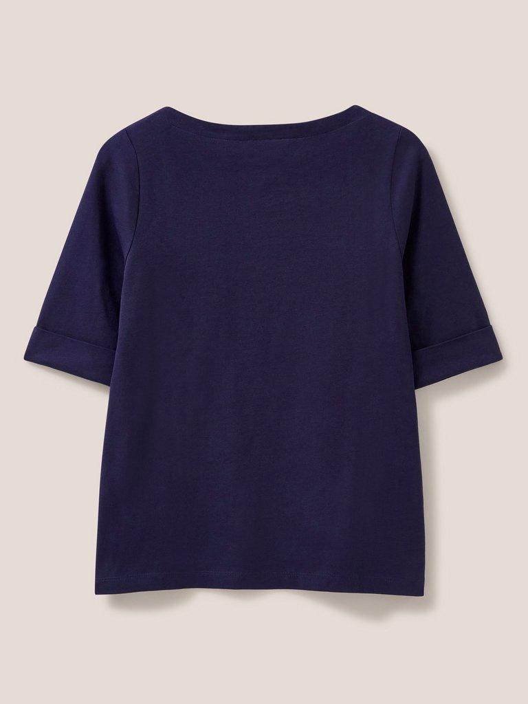 SYDNEY BOAT NECK TOP in DARK NAVY - FLAT BACK