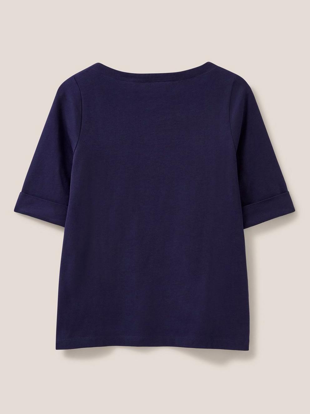 SYDNEY BOAT NECK TOP in DARK NAVY - FLAT BACK
