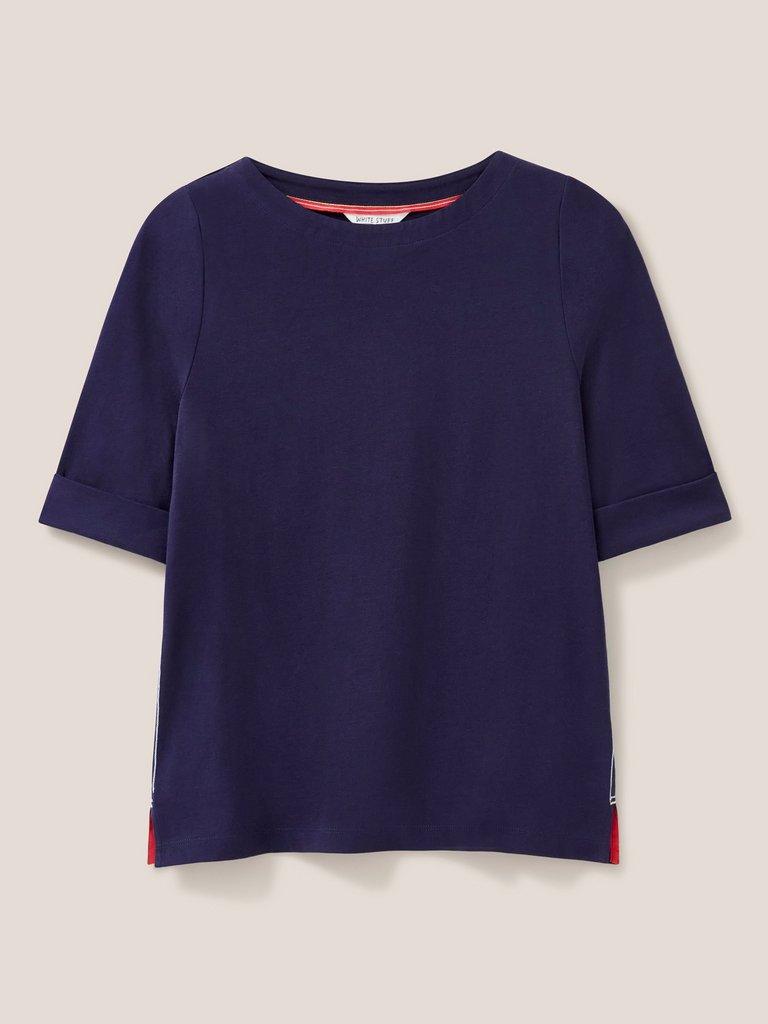 SYDNEY BOAT NECK TOP in DARK NAVY - FLAT FRONT