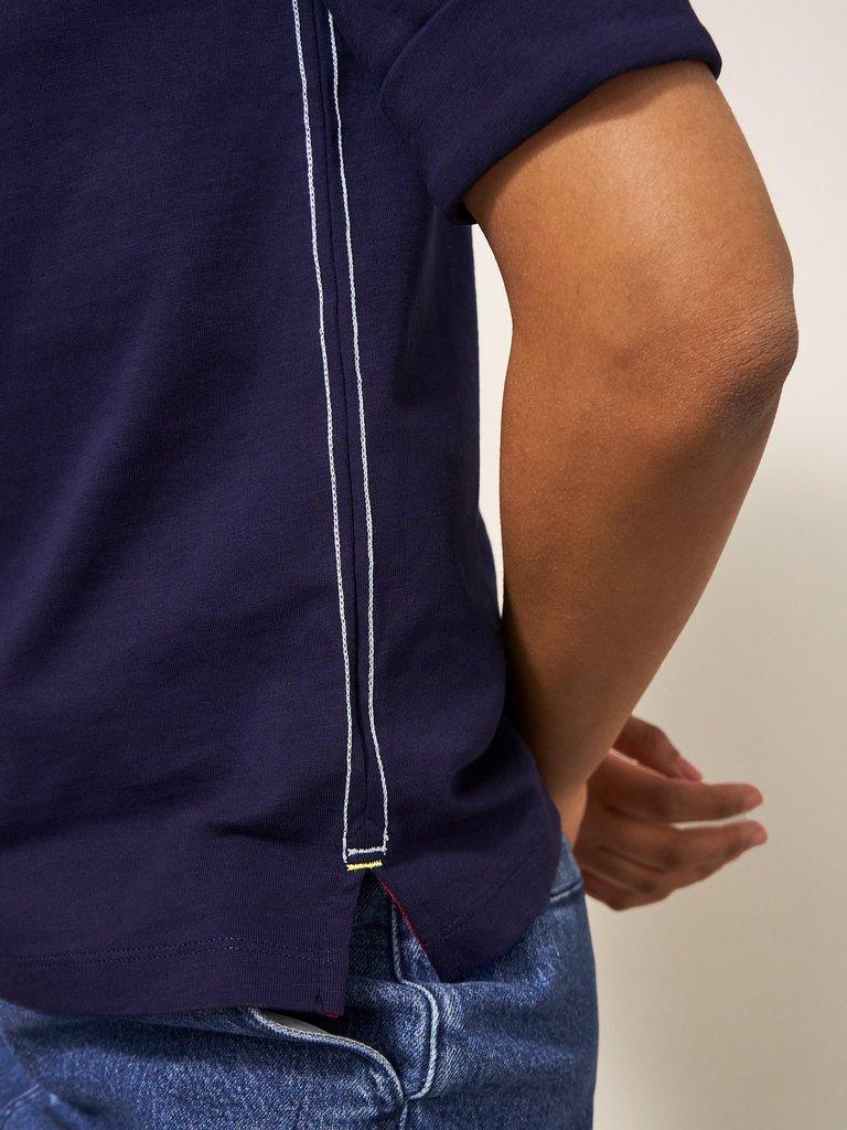 SYDNEY BOAT NECK TOP in DARK NAVY - MODEL FRONT