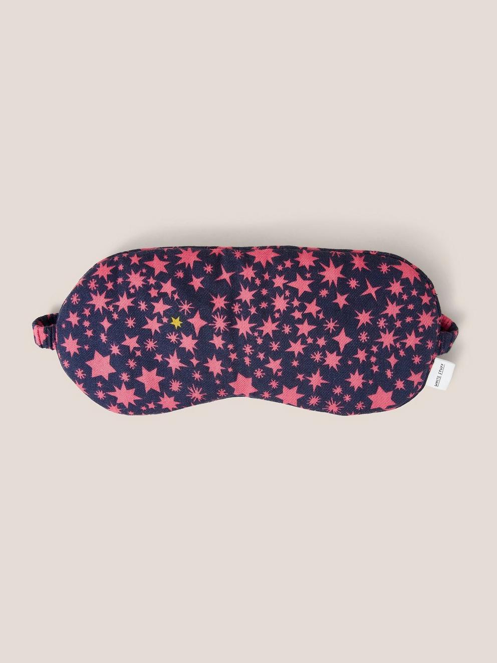 Printed Reversible Eye Mask in NAVY MULTI - FLAT BACK