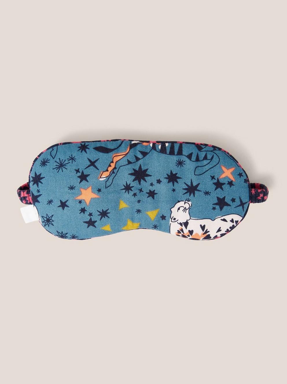 Printed Reversible Eye Mask in NAVY MULTI - FLAT FRONT