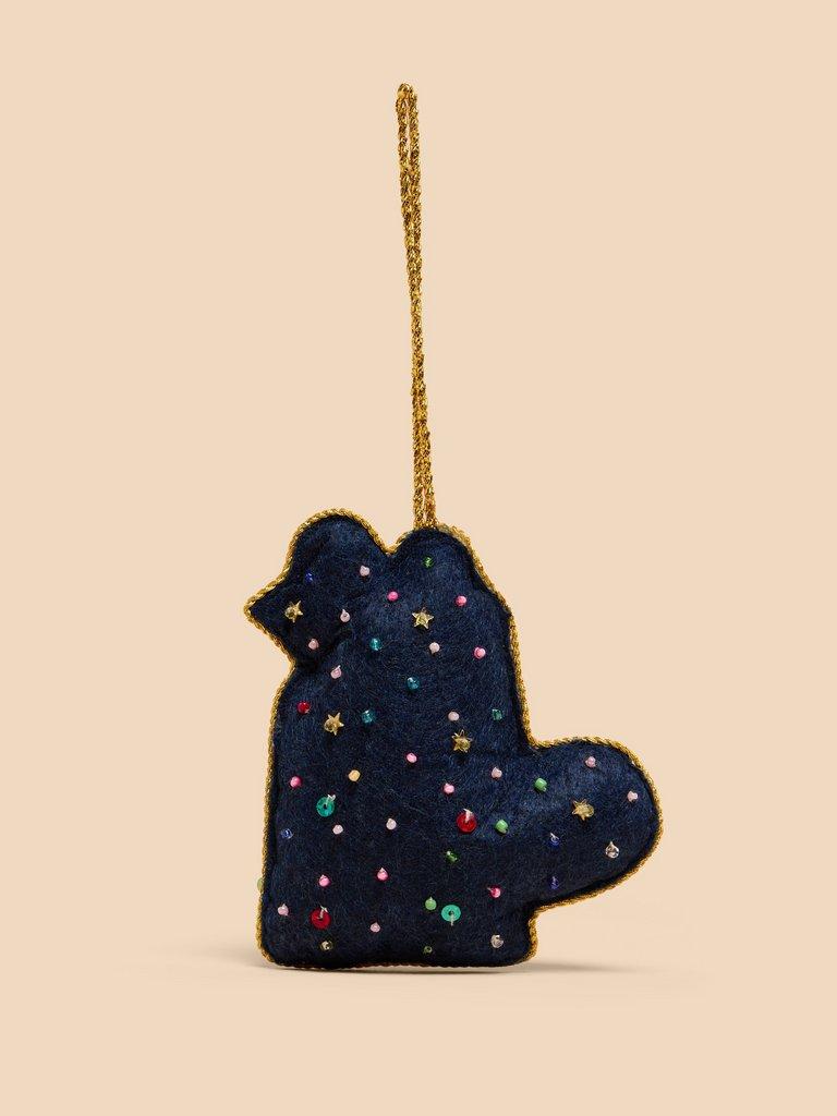 Hot Choc Sparkle Hanging Dec in NAVY MULTI - FLAT BACK