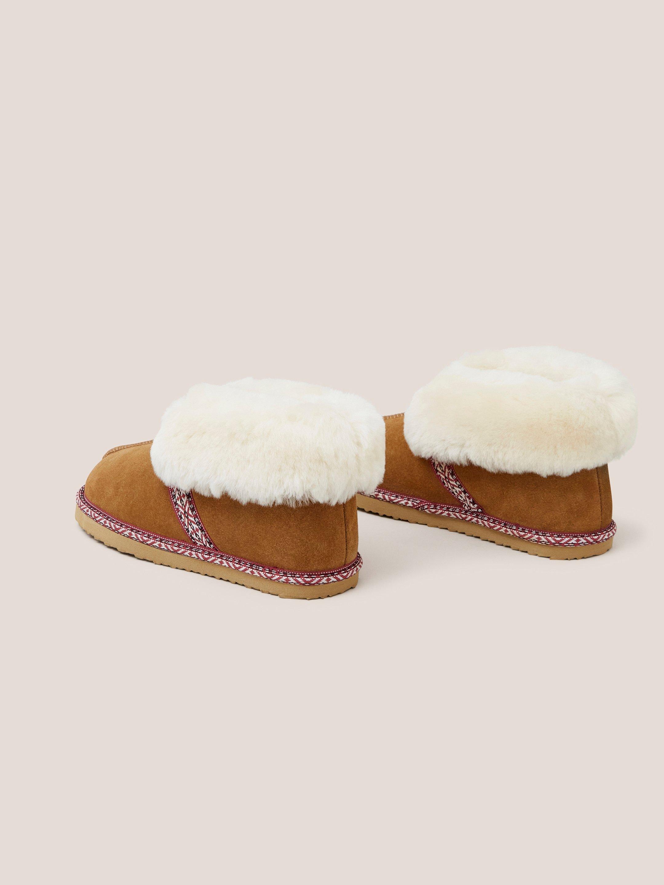 Suede Shearling Slipper Bootie in MID TAN White Stuff