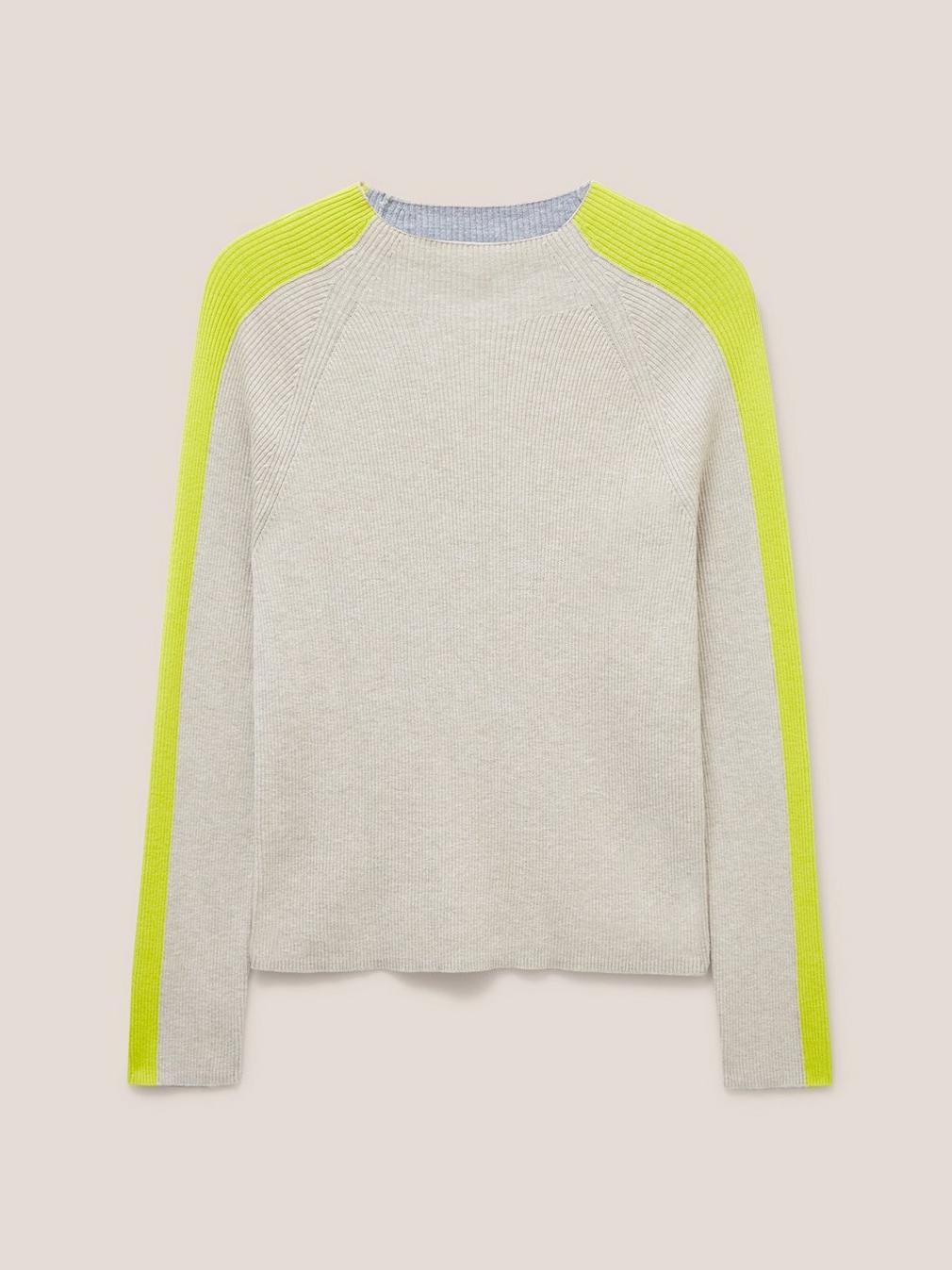 POP RIB HIGH NECK JUMPER in NAT MLT - FLAT FRONT