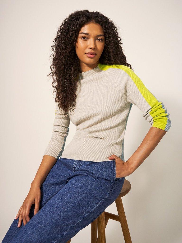 POP RIB HIGH NECK JUMPER in NAT MLT - LIFESTYLE