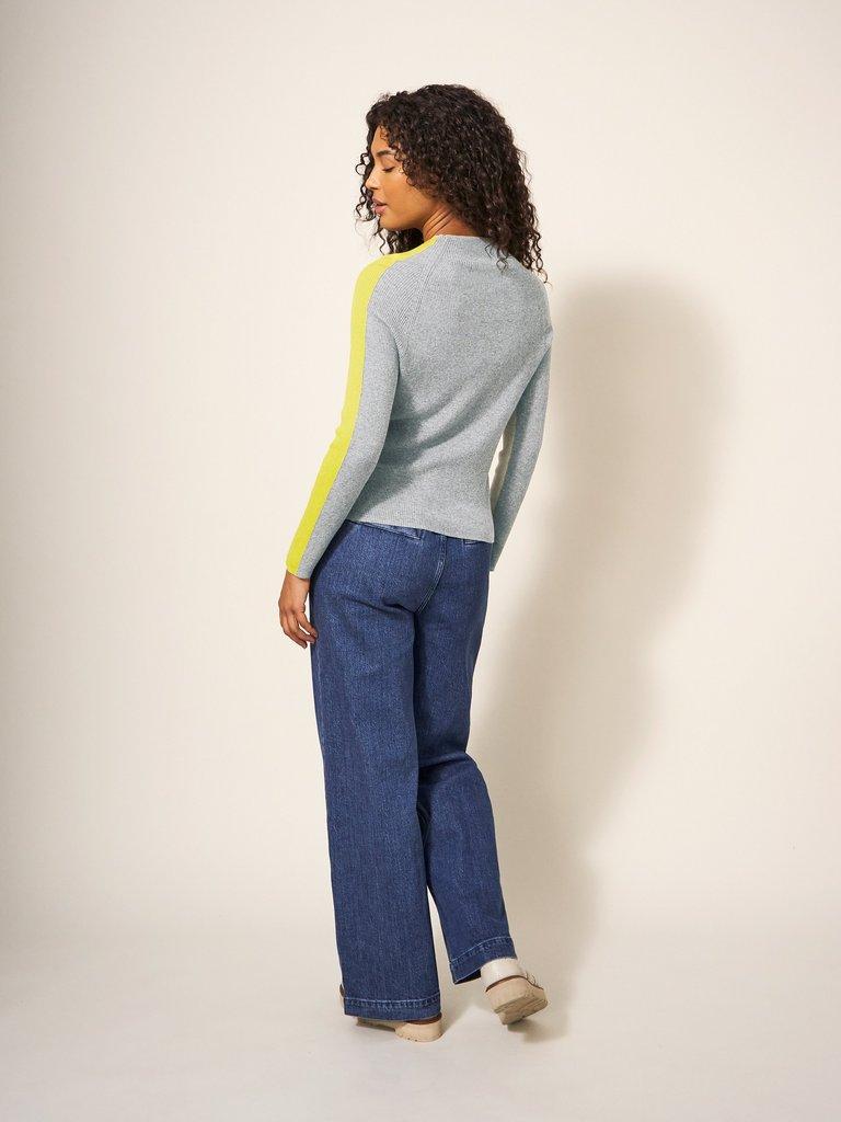 POP RIB HIGH NECK JUMPER in NAT MLT - MODEL BACK