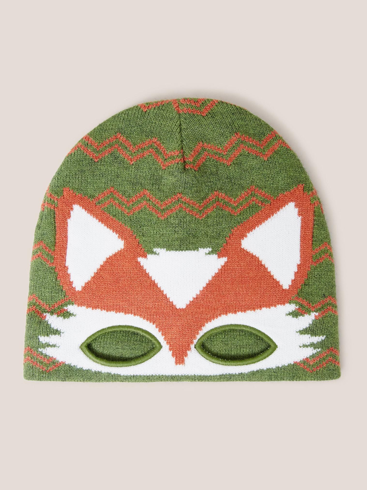 Fox Mask Hat in GREEN MLT - FLAT FRONT