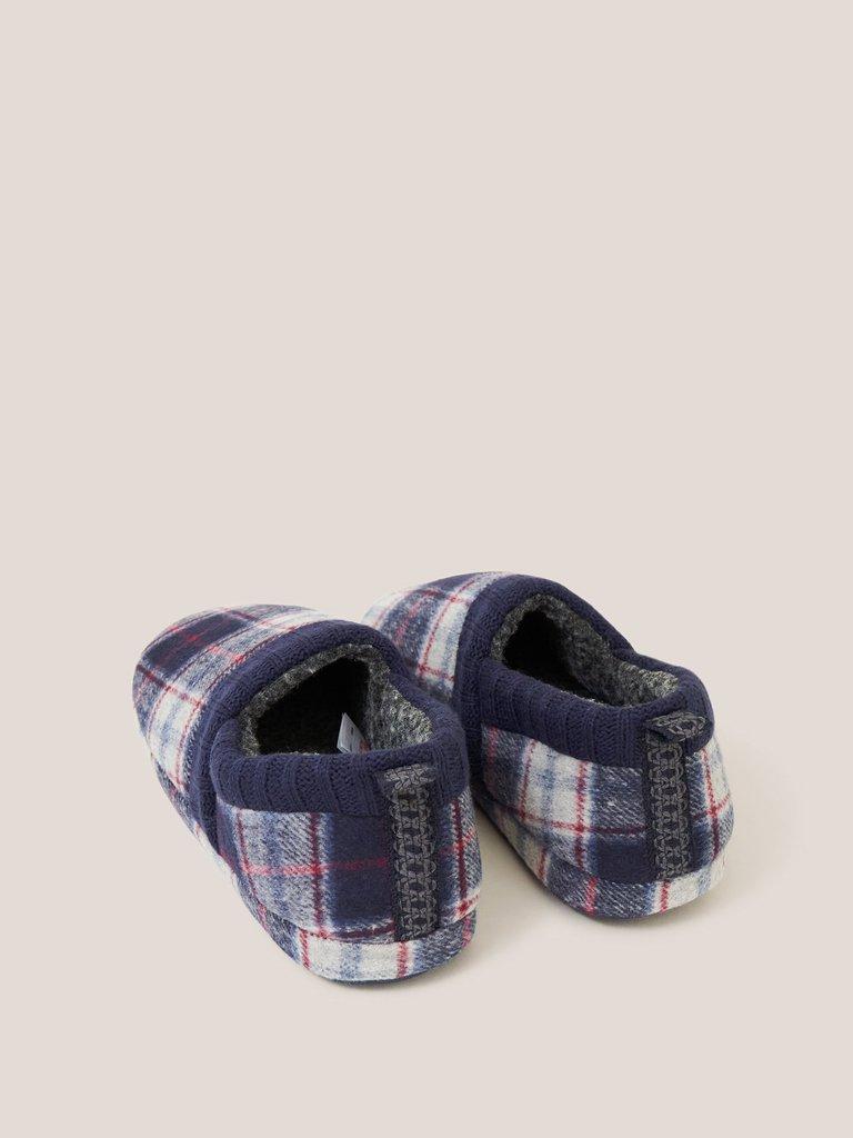 Check Closed Back Slipper in NAVY MULTI - FLAT BACK