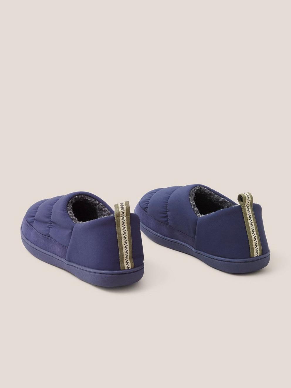 Nylon Puffer Slippers in DARK NAVY - FLAT BACK