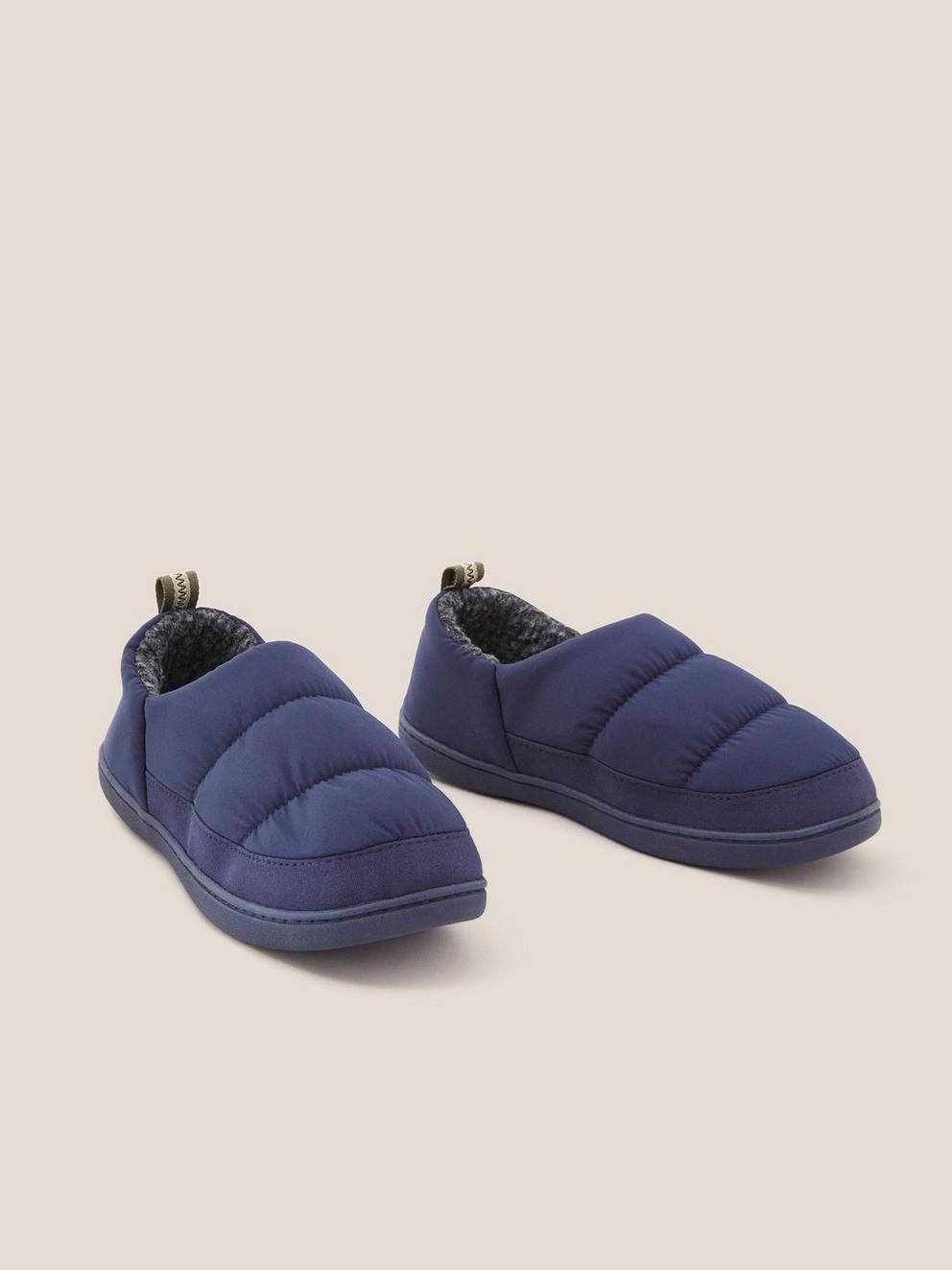 Nylon Puffer Slippers in DARK NAVY - FLAT FRONT
