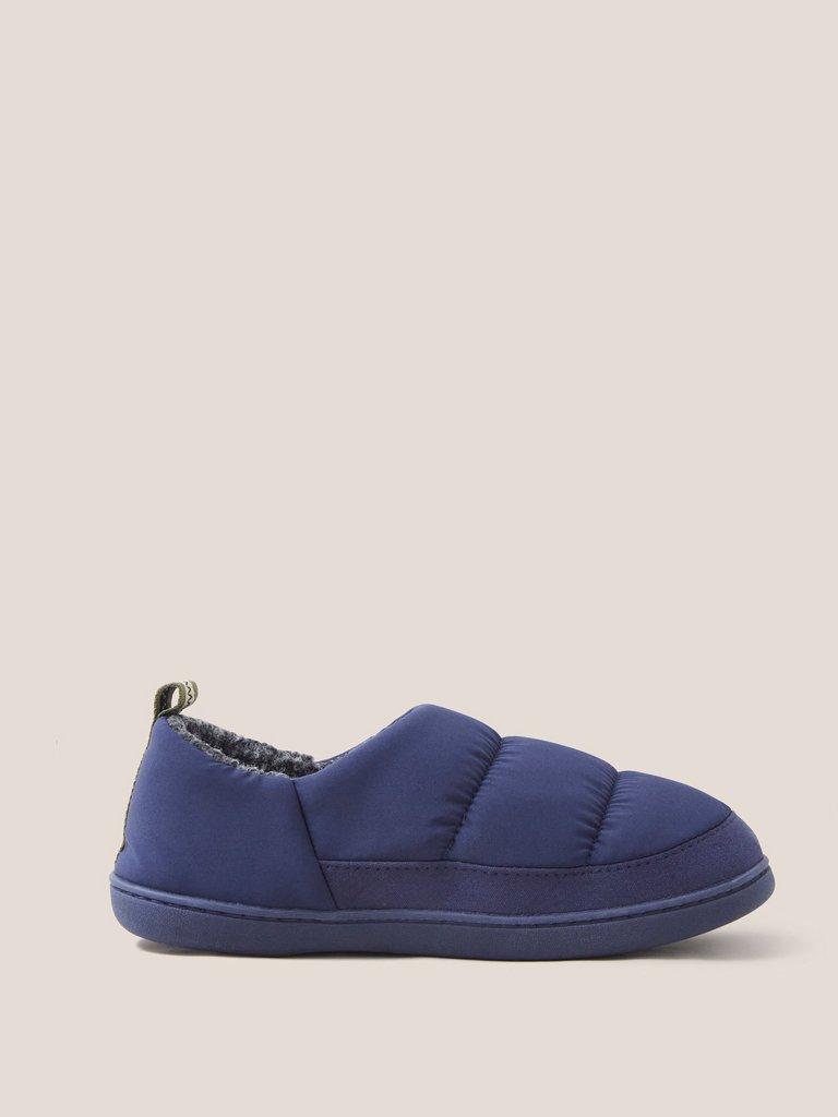 Nylon Puffer Slipper in DARK NAVY - MODEL FRONT